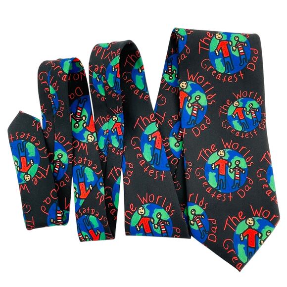 Ralph Marlin Vintage World's Greatest Dad Novelty Fun Colorful Mens Tie - Picture 1 of 8